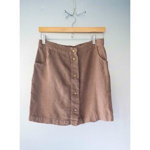 Linenfox Sami Heavy Linen Skirt Neutral Brown Earthy Boho Tan Cacao S M